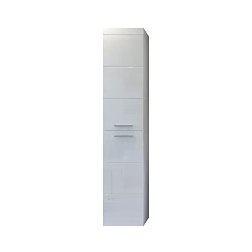 trendteam smart living - Hochschrank Schrank - Badezimmer - Devon - Aufbaumaß (BxHxT) 35 x 170 x 33 cm - Farbe Weiß Hochglanz - 210760101