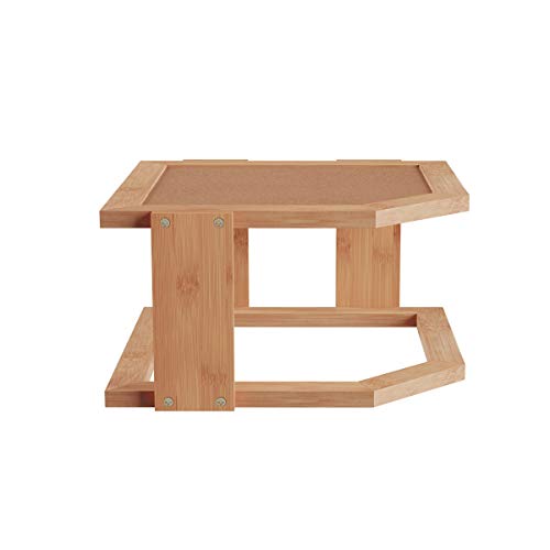 Lavish Home 2-stöckiges Bambus-Eckregal für Küche oder Badezimmerschrank, Arbeitsplatte, Schrankaufbewahrung und Organizer, Naturholz, platzsparendes Regal