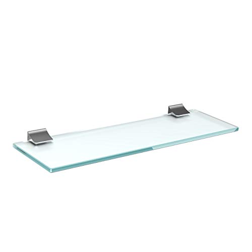 bijon Glasregal Glasablage Wandregal Glas Bad-Regal Glas Badezimmer Regal Badablage Ablageregal - 8mm Hartglas, 50 x 15 cm, Milchglas + Halterung D - Chrom Glanz Optik