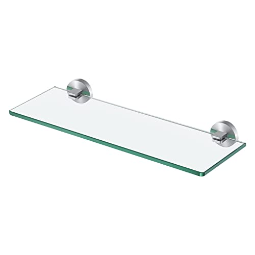 KES Glasregal Glasablage für Badezimmer mit 8MM Hartglas Duschablage Glas Duschregal SUS304 Edelstahl Badregal Wandmontage Gebürstet, A2024S41-2