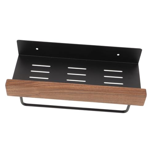 ETHZZLE Wandregal Badezimmer Organizer Aus Einfache Montage Platzsparend Mit Handtuchstange Walnuss
