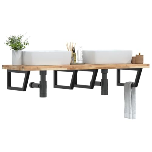 Generisch Generic wandregal Badezimmer wandregal Bad Badezimmer Regal hängend badregal Wand für Hotels, Schlafsäle, Privathäuser (Braun und Schwarz, 140 x 50 x 4 cm)