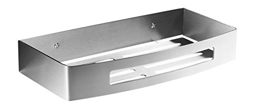 Ambrosya® | Exklusiver Duschkorb aus Edelstahl | Ablage Bad Badezimmer Badregal Duschablage Dusche Duschregal Eckablage Halter Halterung Korb Regal Wandablage (Edelstahl (Gebürstet), 1 Etage)