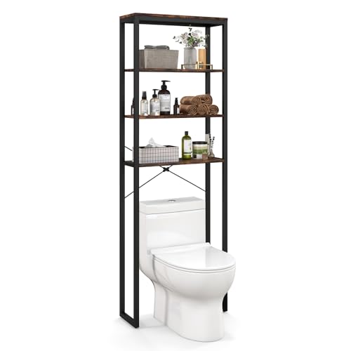 GIANTEX Toilettenregal, 4-stöckiges Badezimmerregal platzsparend, Standregal über der Toilette, 60 x 24 x 177 cm WC-Regal für Bad & Balkon