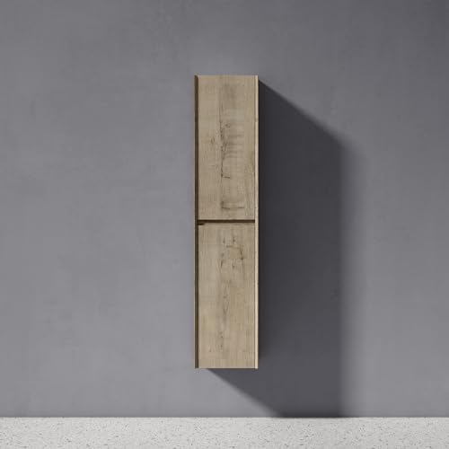 doporro Seitenschrank Badschrank Schmal Hochschrank Badezimmer Hängend Regal BHT ca: 35x30x160cm Midischrank in Eiche Greige Rimo