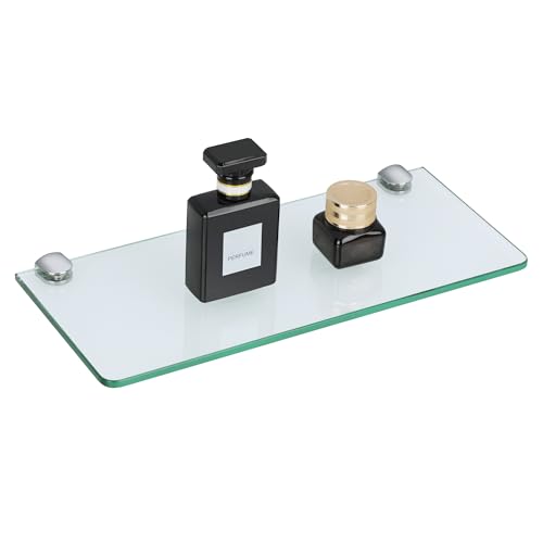 SAYAYO Glasregal Badezimmer, Badregal Duschablage Glasablage mit 6MM Dicke Rechteck Regal Glas Badregal 30cm für Badezimmer, Schlafzimmer, Küche, Büro, EGBL1010R-M6-300-C-FBA