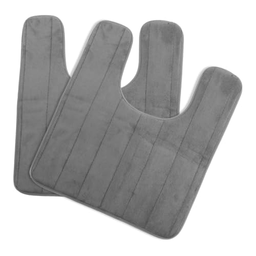 Abaodam 2 Stück U-förmige Memory Schaum Wc Fußmatte Baumwolle rutschfest Wasserabsorbierend Badezimmer Garnitur