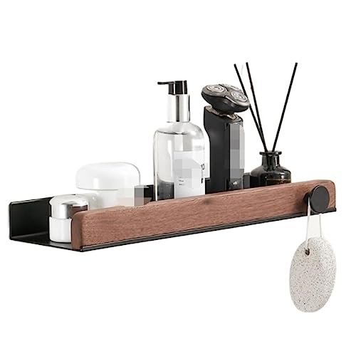 Duschablage Badregal Badezimmer Regal Wand-Dusche-Caddy, Duschregal, Organizer, Ohne Bohren, Selbstklebendes Aluminium-Holz Für Badezimmer Duschregal Duschkorb (Color : B, Size : 40 * 11.8 * 4cm)