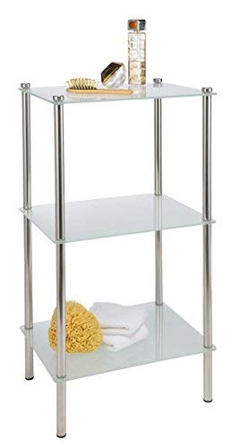 Spetebo Glas Standregal mit 3 Ablageflächen - 42x32x75 cm - Metallgestell mit 3 satinierten Glasböden