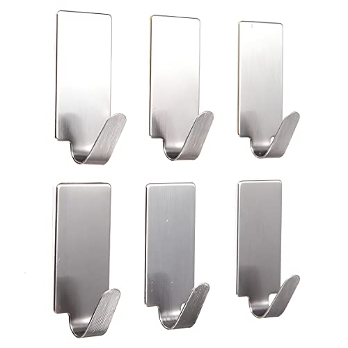 6 Set Haken Ohne Bohren aus Edelstahl, Handtuchhalter, Handtuchhaken, Towel Holder, Haken Zum Kleben im Badezimmer oder Küche, Selbstklebende Wandhaken Für Handtücher, Badzubehör, Badhaken Dusche