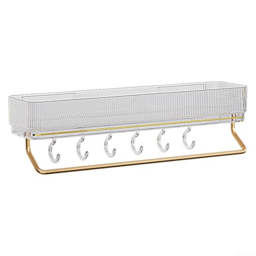Besttoolifes Badezimmer-Regal ohne Bohren, mit verstellbaren Haken, abnehmbar und waschbar, verbesserte Aluminiumstange für Handtücher und Toilettenartikel, geräumige Aufbewahrung mit Ablauflöchern