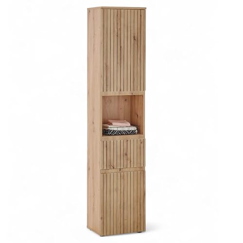 AUSTIN Badezimmer Hochschrank in Artisan Eiche Optik, Wildeiche Optik FSC-zertifiziert - Badezimmerschrank Bad Schrank mit viel Stauraum - 40 x 181 x 31 cm (B/H/T)