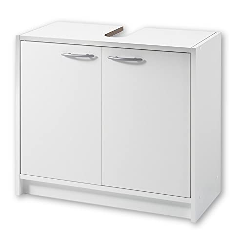 SMASH Badezimmer Waschbeckenunterschrank in Weiß matt - Schlichter Bad Unterschrank Badezimmerschrank mit viel Stauraum - 63 x 55 x 29 cm (B/H/T)