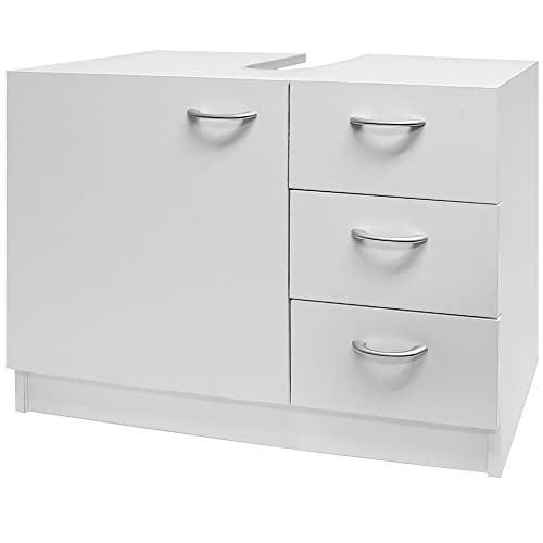 Casaria Waschbeckenunterschrank 3 Schubladen 63x54x30cm Badezimmer Unterschrank Waschtischunterschrank Badschrank weiß