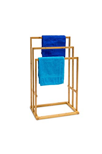 Relaxdays Bambus Handtuchhalter 40 x 24,5 x 82 cm Handtuchständer Handtuchstangen Badetuchhalter Stummer Diener
