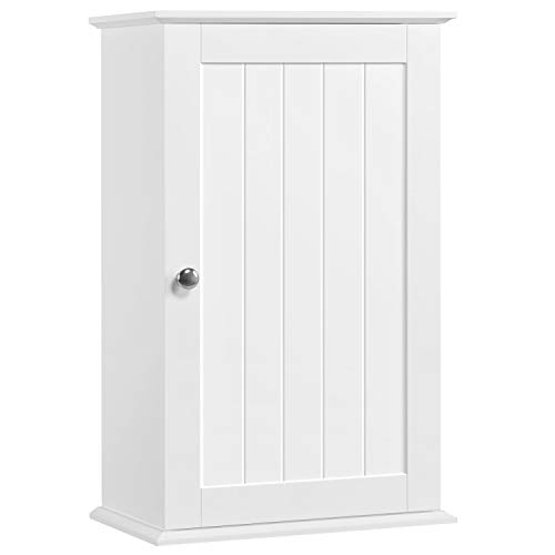 Yaheetech, Wandschrank Einer Tür, Badschrank, Küchenschrank, Medizinschrank in Weiß, 35 x 21 x 55 cm