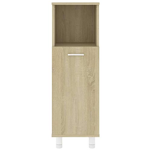 Tidyard Badezimmerschrank Sonoma-Eiche Midischrank Badschrank Badregal Badmöbel Schrank Badezimmer Regal 30x30x95 cm Spanplatte