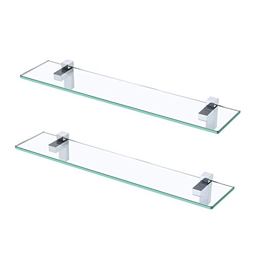 KES Duschablage Glas Glasregal Glasablage für Badezimmer Wandregal 8mm Hartglas Ablage Dusche Badregal mit Regalhalter 60 cm Poliert 2 Stücke, BGS3201S60-P2