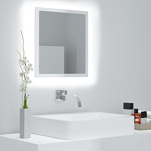 BaraSh LED-Badspiegel Hochglanz-Weiß 40x8,5x37 cm Acryl Spiegel Mit Beleuchtung Bad Spiegel Beleuchteter Spiegel Badspiegel Spiegel Badezimmer