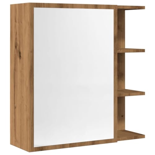 vidaXL Bad Spiegelschrank, Wandschrank für Badezimmer, Badschrank mit Spiegel Stauraum, Badezimmerschrank Hängeschrank Badspiegel, Artisan-Eiche Holzwerkstoff