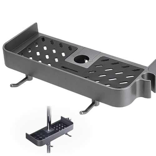 KkvoGmle Badregale, Duschregal Ohne Bohren, Duschaufbewahrung mit Schnalle und Kopfhaken, Badezimmer Organizer Zubehör für Seife Shampoo Rack Hängend