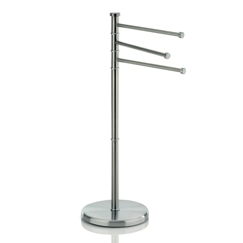 kela Handtuchhalter stehend 85,5cm, drehbar, Handtuchständer mit 3 Handtuchstangen, SWING, Edelstahl matt