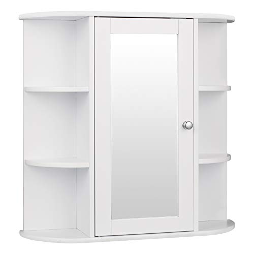 eSituro SBP0030 Spiegelschrank Badspiegel Hängeschrank mit Türen Wandschrank Badschrank Weiß BHT ca: 60x58x16cm