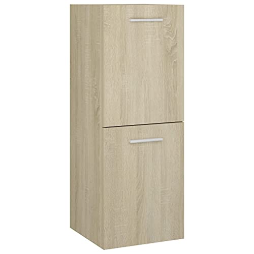 vidaXL Badezimmerschrank mit 2 Fächern Midischrank Badschrank Badmöbel Schrank Badregal Badezimmermöbel Sonoma-Eiche 30x30x80cm Holzwerkstoff