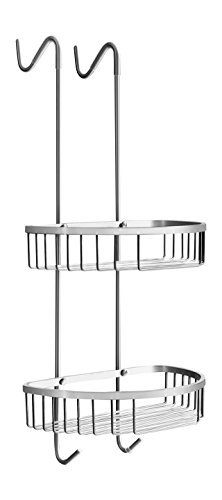 Ambrosya® | Exklusive Duschablage aus Edelstahl | Bad Badezimmer Badregal Dusche Duschkorb Duschregal Halter Halterung Hängeablage Hängekorb Hängeregal Korb Regal (Edelstahl (Gebürstet), 2 Etagen)