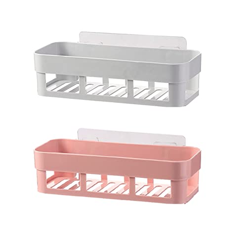 birene Wandmontiertes Badezimmerregal 2 Regale Toilette Einfaches Kunststoff-Lagerregal Toilettenwaschtisch Wandmontiertes Lagerregal Nicht perforiertes Lagerregal Badregal(B)