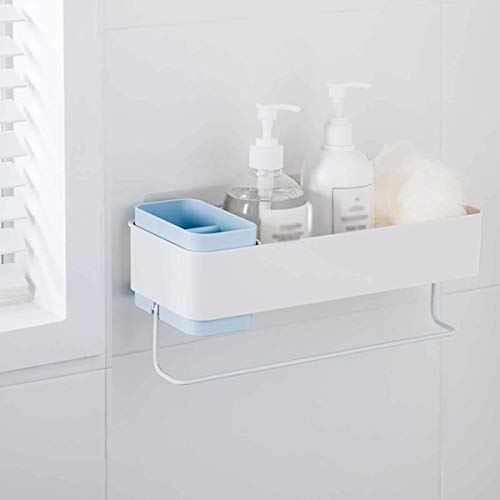 WLVG Rechteck ABS Kunststoff Kunststoff Rack Handtuchhalter Wandmontage Duschregal Lagerregale, einfacher Stil, für Toilette Küche Badezimmer, blau