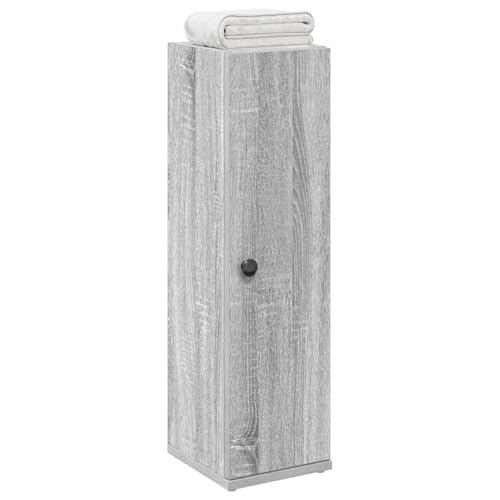 Owoxanthellate Badezimmermöbel Badregal mit Rollenhalter | Grau Sonoma Holzwerkstoff 20,5x22x72 cm | Stauraum und Stabilität für kleine Bäder und Gäste-WC