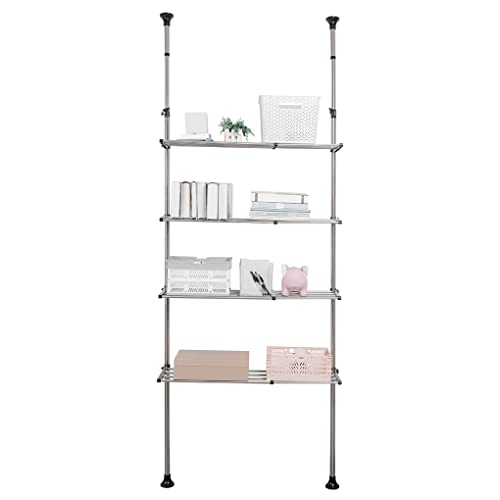 4-stöckiges Teleskop-Badregal über dem WC-Aufbewahrungsregal, höhenverstellbar, 218 x 295 cm, ohne Bohren, platzsparend, nizer, schwarze Badezimmerregale