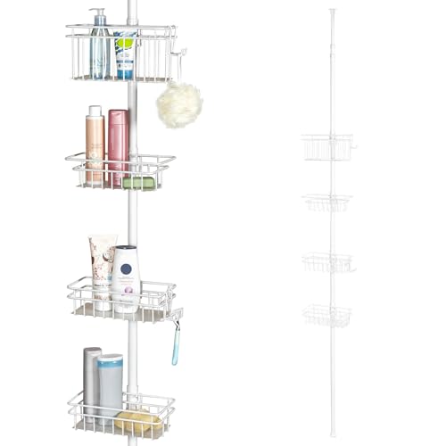 bremermann Teleskop-Badregal, 4 Körbe Duschregal bis max. ca. 290 cm (Weiß)