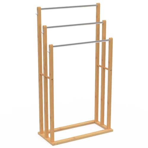 IDMarket - Handtuchständer RITA 3-stöckig aus Bambus