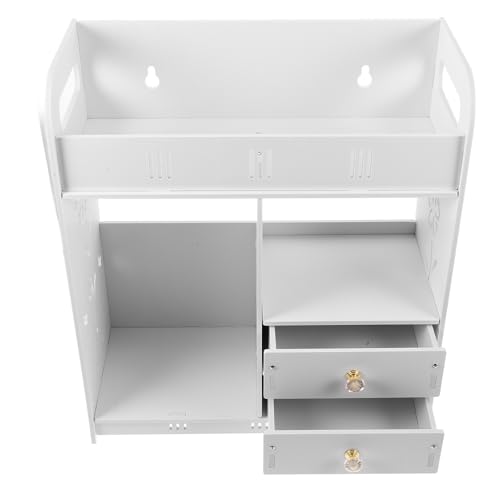 MUELODSIC Wandhängendes Holzregal mit Schublade Wandmontiertes Badregal für Kosmetik Großes Badezimmer Wandorganizer zur Platzsparenden Aufbewahrung