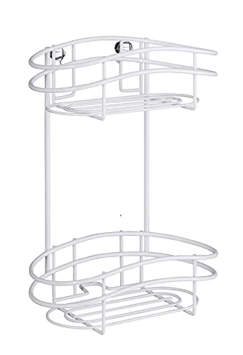 WENKO Wandregal 2 Etagen Classic Plus - Wandablage, Badregal mit hochwertigem Rostschutz, Stahl, 24 x 32.5 x 15 cm, Weiß