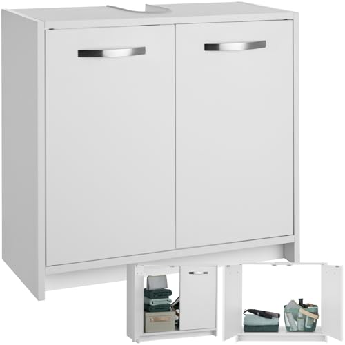 tectake® Waschbeckenunterschrank, Waschtisch Unterschrank, Badschrank unter Waschbecken, Spüle, Möbel Badunterschrank, Waschtischunterschrank & WC, Badmöbel   weiß