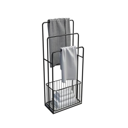 Handtuchhalter für Badezimmer Badezimmer Handtuchhalter Lagerregal Standregal Metall Moderne Badezimmer Handtuchhalter Toilettenregal Handtuchhalter freistehend(Schwarz)
