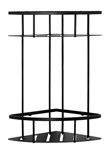 Ambrosya® | Exklusiver Duschkorb aus Edelstahl | Ablage Bad Badezimmer Badregal Duschablage Dusche Duschregal Eckablage Halter Halterung Korb Regal Wandablage (Edelstahl (Schwarz), 2 Etagen)