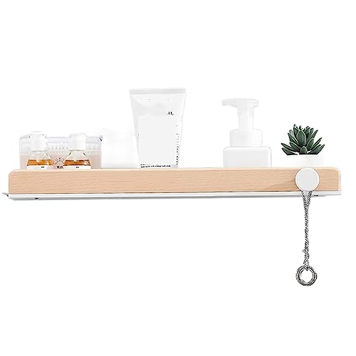 Duschablage Badregal Badezimmer Regal Wand-Dusche-Caddy, Duschregal, Organizer, Ohne Bohren, Selbstklebendes Aluminium-Holz Für Badezimmer Duschregal Duschkorb (Color : A, Size : 60 * 11.8 * 4cm)