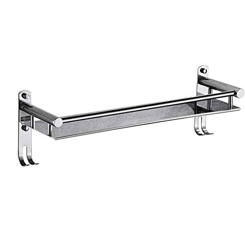 Ruiseawing Wand-Badregal aus Edelstahl, für die Küche, Badezimmerregal, Lagerregal, einlagiges Küchen-Wandregal, Shampoo-Becher, Dusch-Lagerregal mit Haken