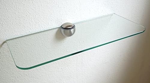 Dekoleidenschaft Wandregal aus 8mm Glas, klar & satiniert, Verschiedene Formen und Größen, Glasregal, Glasboden, Glasablage, Badregal, Eckregal Bad Ablage Regal (Zentralclip Optima, 60x25 cm klar)