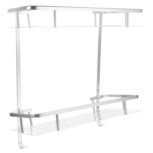 NOLITOY Wandmontiertes Badezimmer Regal aus Mattem Aluminium Doppellagiges Ablagerack mit Schneller Wasserableitung Hygienische Aufbewahrung für Shampoo Duschgel Handtücher Geeignet für