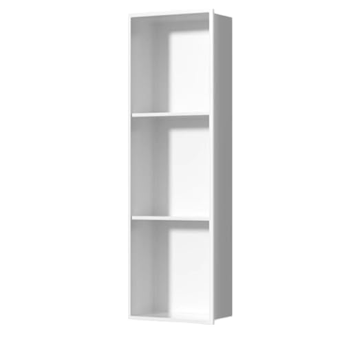 GLFNB Duschnische Edelstahl Wandnische Ablagefach Modern in Wandnische Einbau-Badregal Seifennische, Weiß, Dreigeschossig