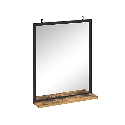 Vicco Badezimmerspiegel Fyrk, Badspiegel, Eiche rustikal/Schwarz, 50 x 60 cm