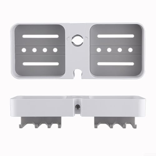 Doppelseitig organisiertes Badregal mit stabiler Konstruktion und bis zu 8 Haken erhältlich (weiß)