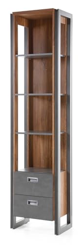 Furn.Design Badezimmer Regal in Eiche Stirling und grau Matera Badmöbel Hochschrank Regalschrank im Industrial Look 49 x 202 cm Auburn (Hochschrank)