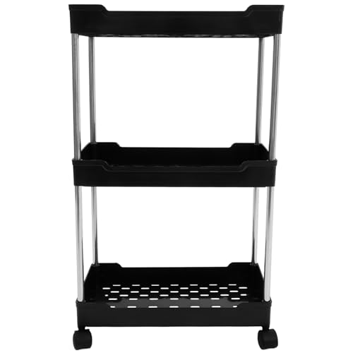 DIYEAH Stufiger Aufbewahrungswagen mit Breiter Ablage Stabiler Metallrahmen Vielseitiger Küchen Badrollwagen mit Schwenkbaren Rädern als Raumorganizer und Küchenwagen