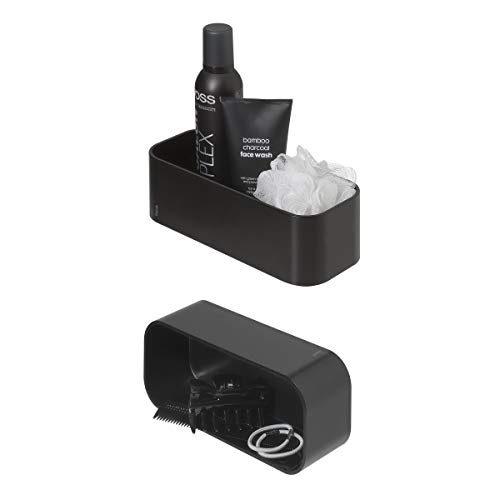 Tiger 2-Store Ablage, als Duschkorb oder Wandregal zu verwenden, Kunststoff, Farbe: Schwarz, zum Schrauben oder Kleben, 25x11x8cm